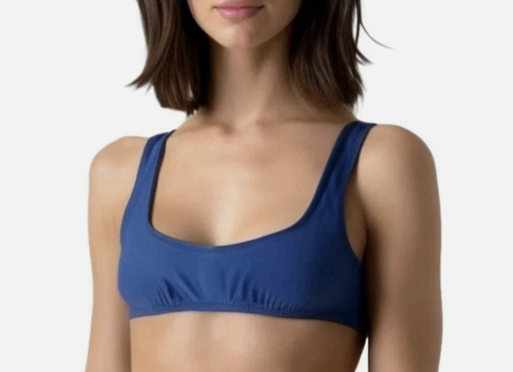 J Crew Women's Blue Scoop Neck Bikini Vacation Resort Cruise Beach Top Size XL